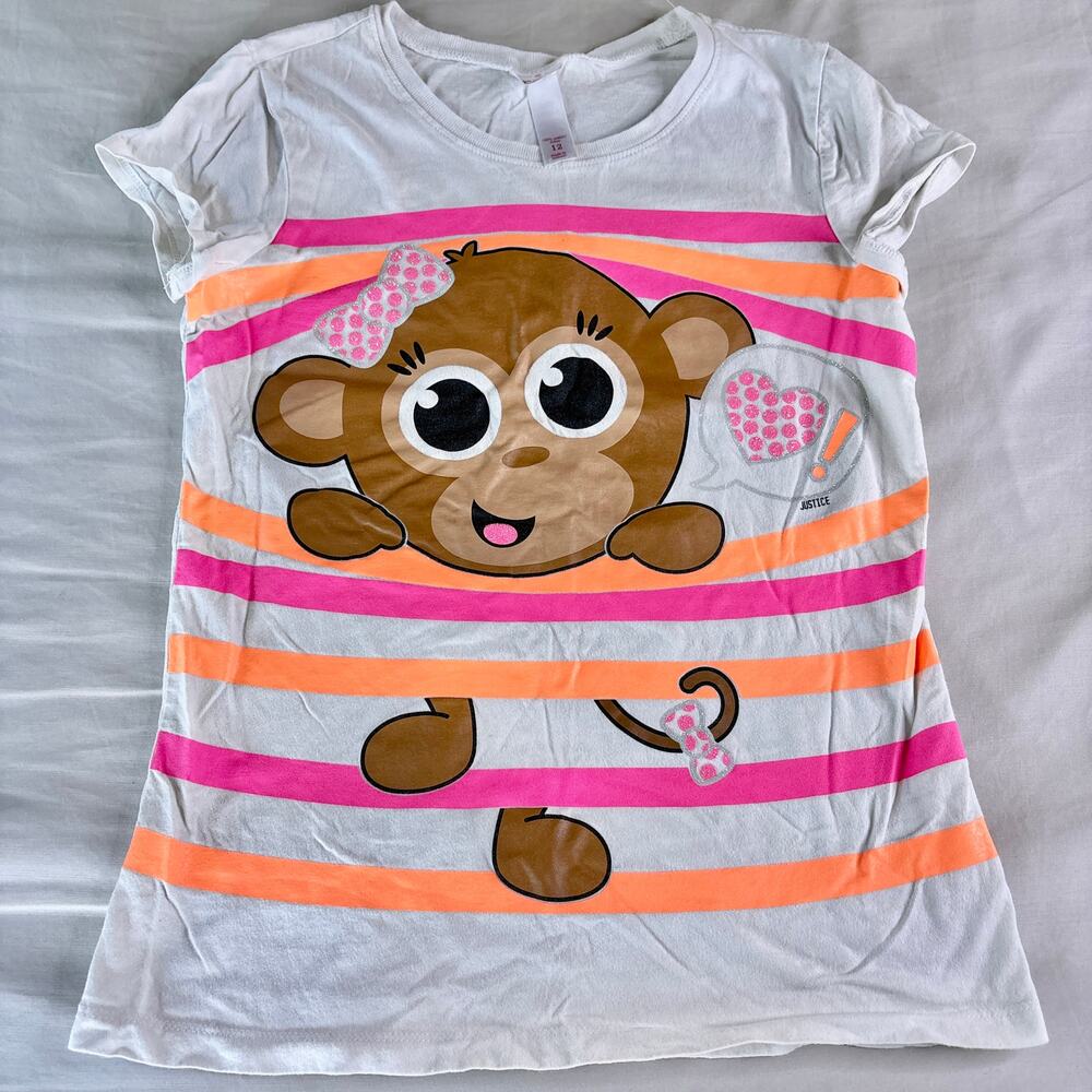 Y2K Justice Girls Monkey Baby Tee Kids 12